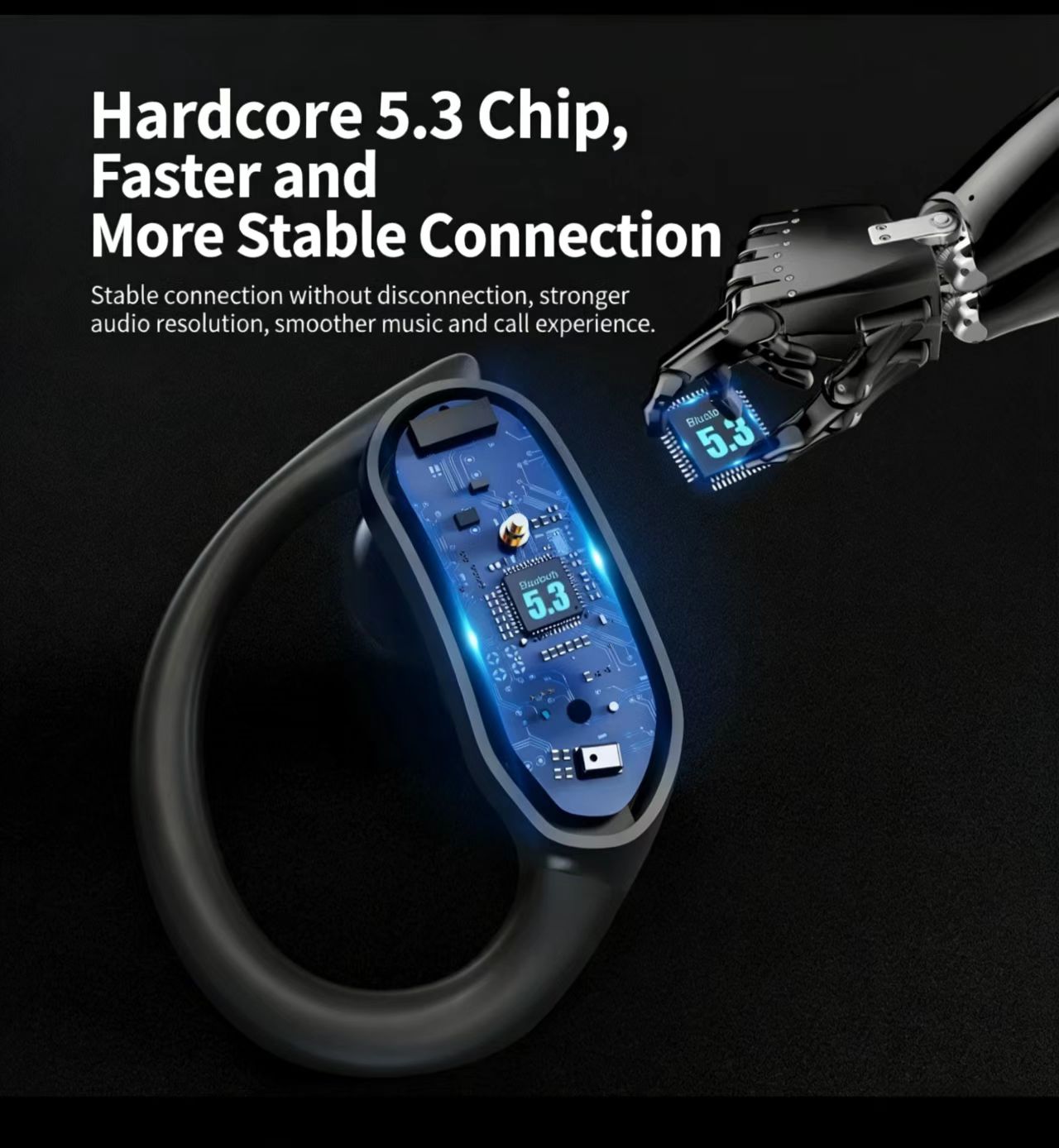 IPX7 Waterproof TWS Sports Bluetooth Earphones, High Fidelity Stereo, Ear-Hook Design