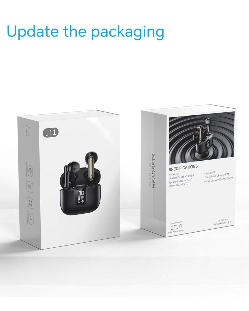 Digital Display TWS Bluetooth Earphones with Dual Microphone ENC, Low Latency, and Ultra-Long Battery Life for Music.