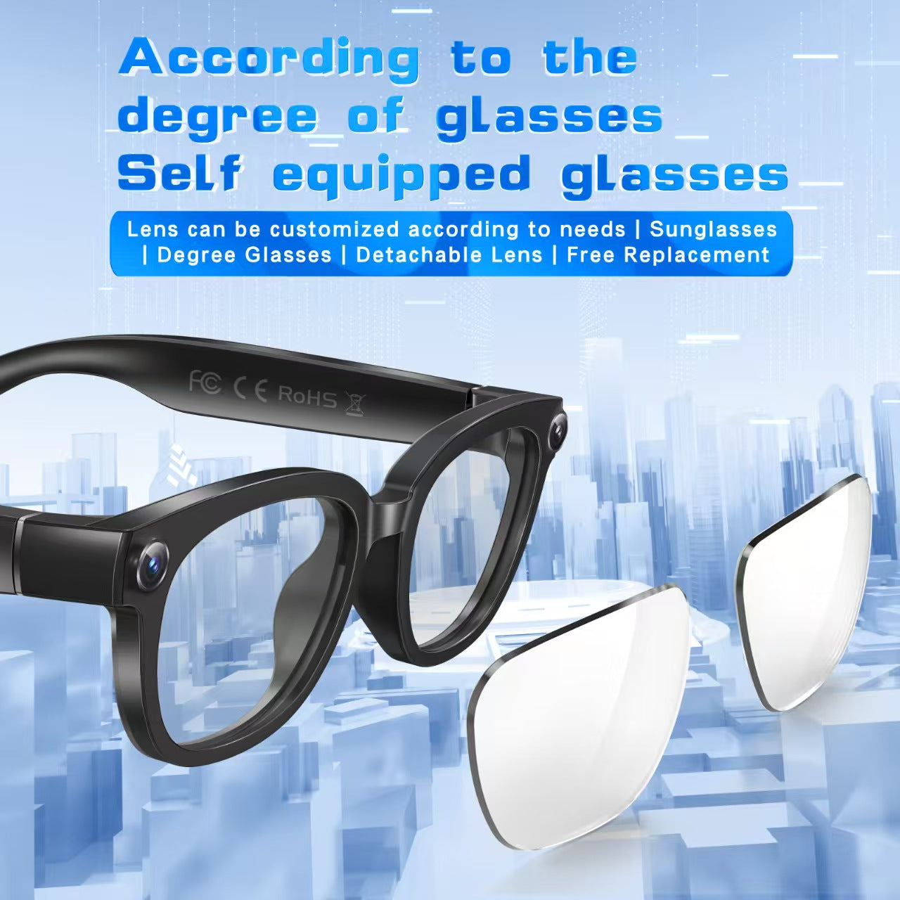 AI Translation Smart Glasses with 13MP Photochromic Lenses, Real-Time Translation, Image Stabilization for Photo/Video, Call Noise Cancellation & AI Assistant.