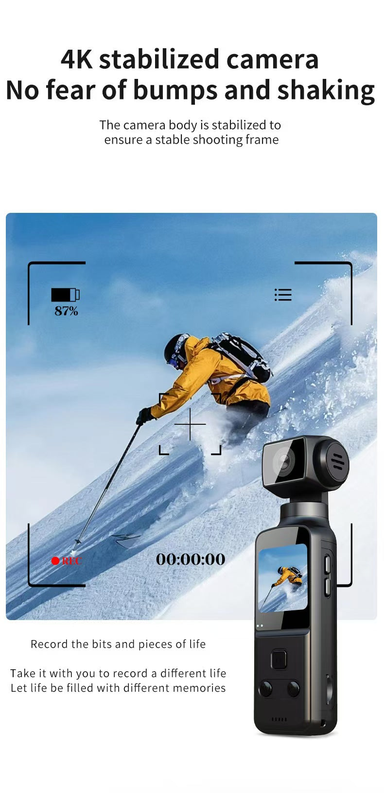 4K Ultra HD Anti-Shake Pocket Camera, Outdoor Waterproof Cycling DV with 270° Rotatable Screen for Vlogging & Action.