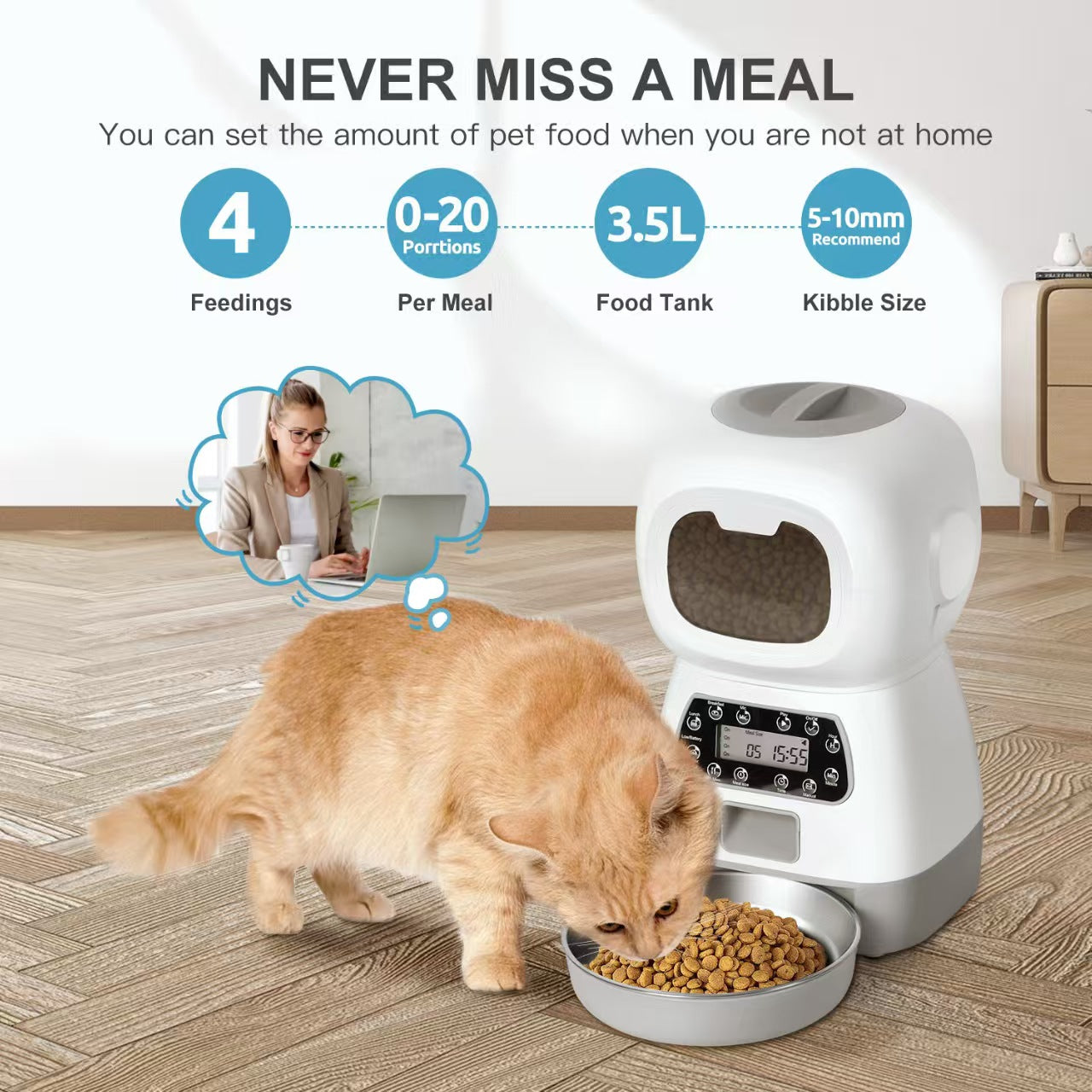 3.5L Smart WiFi Automatic Feeder for Cats and Dogs