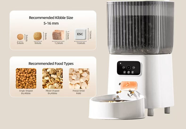 Smart Pet Feeder with Camera, Automatic for Cats