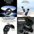 4-in-1 Ultimate Smart Lifestyle Bundle: Smart Ring, ECG Health Watch, 4K Action Camera & IPX7 Waterproof Earbuds