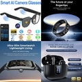 4-in-1 Ultimate Smart AI & Health Bundle: Smart AI Camera Glasses, Smart Ring, Ultra-Slim Smartwatch & Dual-Microphone ENC Earbuds